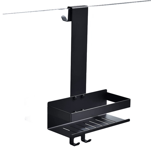 Aluminum Steel Walang Drilling Hanging Shower Basket Shelf na may Hooks para sa Imbakan sa Banyo